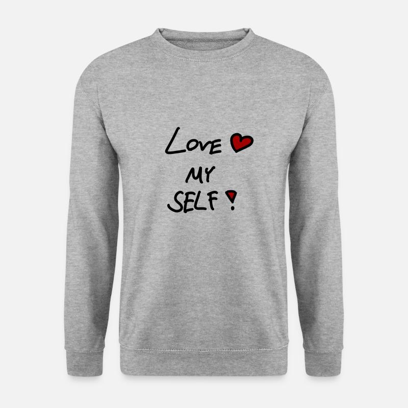 LOVE MY SELF - Unisex Pullover - Weißgrau meliert