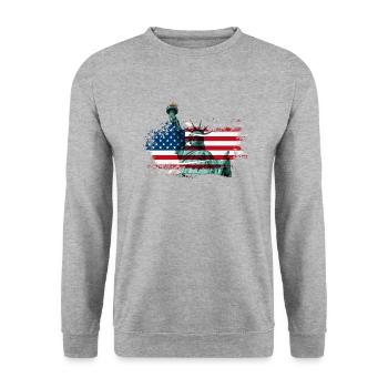 Mosaïque de la liberté : Édition Statue de la Liberté - Sweat-shirt Unisexe - gris chiné - Devant - Alina (178cm) & Michal (187cm)