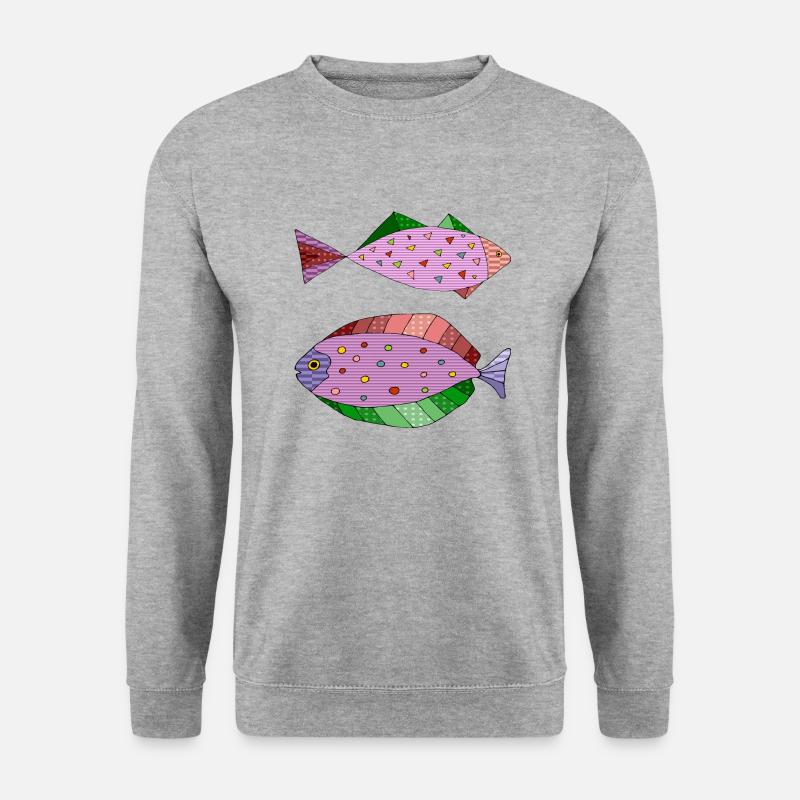 Fische - Unisex Pullover - Weißgrau meliert