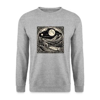 Wolf / Pack / Forest / Wild / Wildlife / Howl - Unisex Sweatshirt - salt & pepper - Front - Alina (178cm) & Michal (187cm)