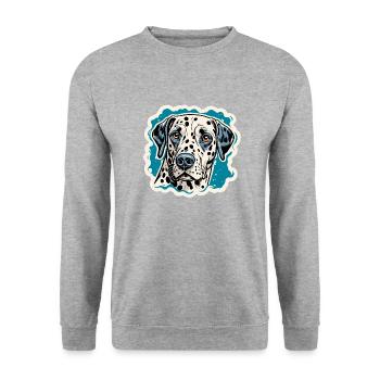 Dalmatien / Chien / Animal / Animal de compagnie / Aboiement - Sweat-shirt Unisexe - gris chiné - Devant - Alina (178cm) & Michal (187cm)