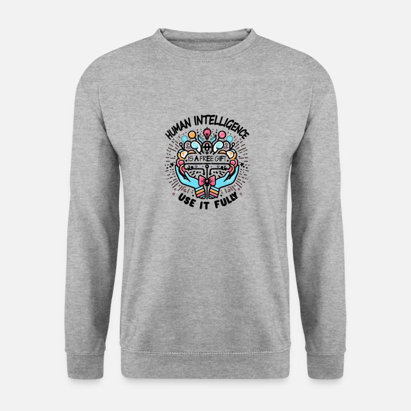 MENSCHLICHE INTELLIGENZ - Unisex Pullover - Weißgrau meliert