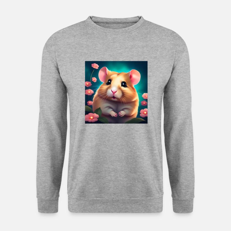 Hamster im Glück - Unisex Pullover - Weißgrau meliert
