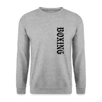 Boxing Retro - Unisex Pullover - Weißgrau meliert - Vorne - Alina (178cm) & Michal (187cm)