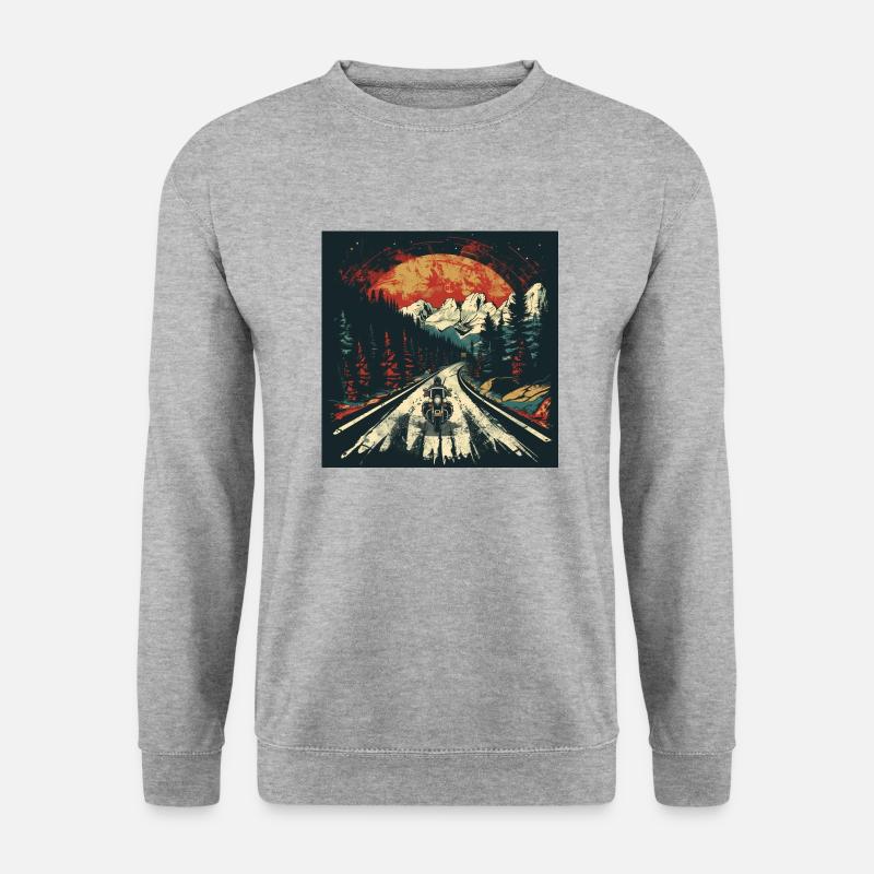 Fahrt zum Sonnenuntergang - Unisex Pullover - Weißgrau meliert