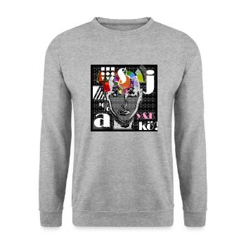 POP ART vs 009 - Unisex Pullover - Weißgrau meliert - Vorne - Alina (178cm) & Michal (187cm)