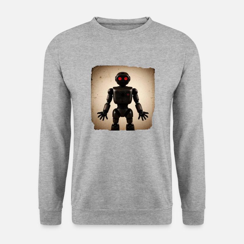 Schwarzer Roboter - Unisex Pullover - Weißgrau meliert