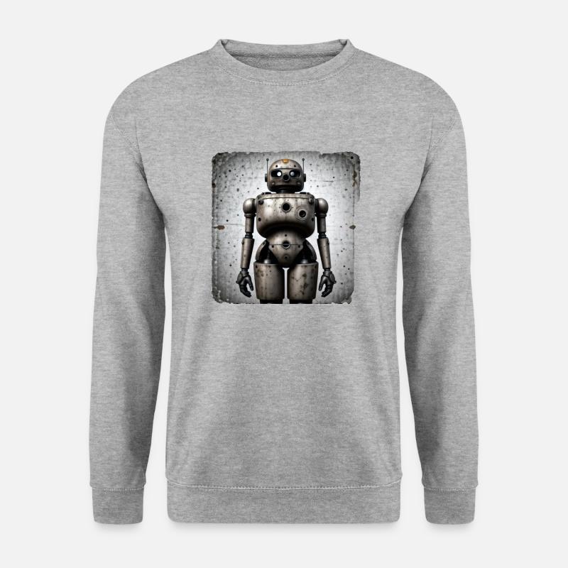 Breiter Roboter - Unisex Pullover - Weißgrau meliert