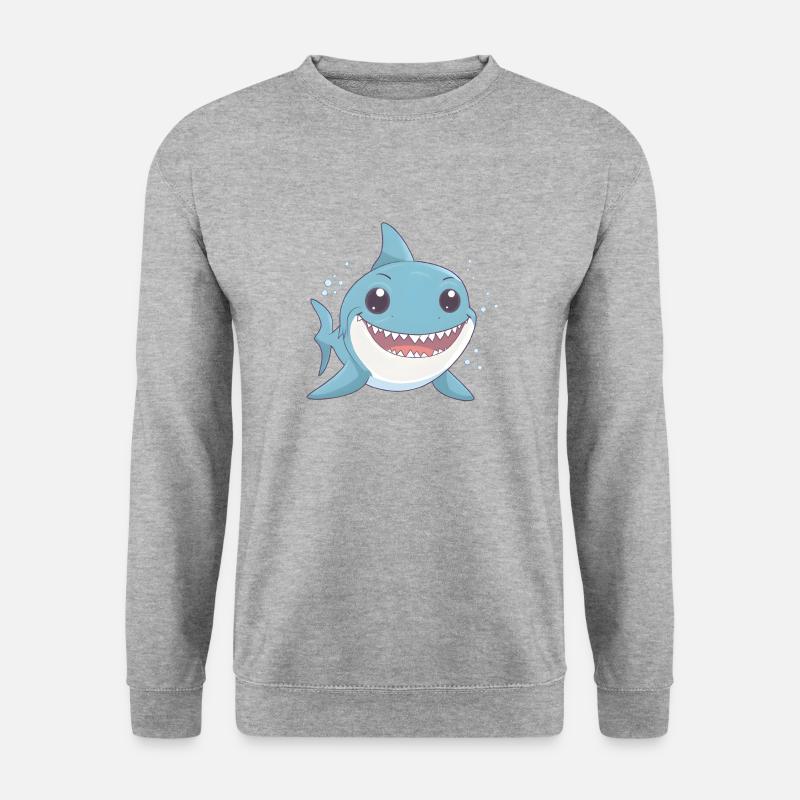 Kleiner kindlicher Hai - Unisex Pullover - Weißgrau meliert