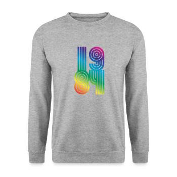 1984 Vintage - Unisex Pullover - Weißgrau meliert - Vorne - Alina (178cm) & Michal (187cm)