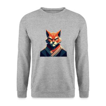 Angry Cat - Unisex Pullover - Weißgrau meliert - Vorne - Alina (178cm) & Michal (187cm)
