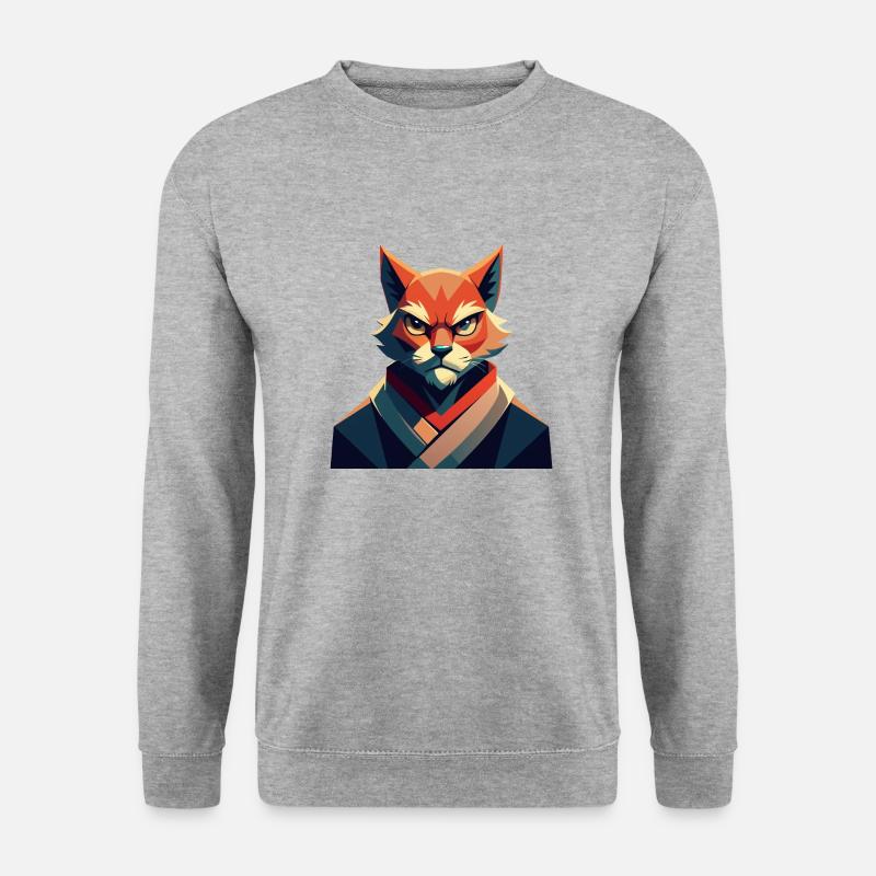 Angry Cat - Unisex Pullover - Weißgrau meliert