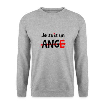 JE SUIS UN ANGE ! - Sweat-shirt Unisexe - gris chiné - Devant - Alina (178cm) & Michal (187cm)