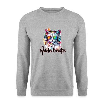 Kopfhörer / Audio / Musik / Klang / cool - Unisex Pullover - Weißgrau meliert - Vorne - Alina (178cm) & Michal (187cm)