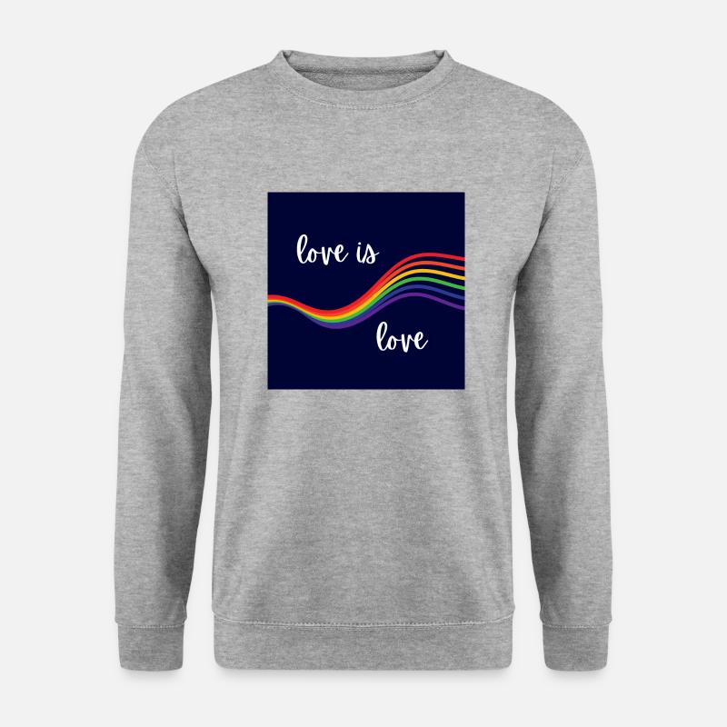 Liebe ist Liebe. Regenbogen-Design auf dunklem Hintergrund. - Unisex Pullover - Weißgrau meliert