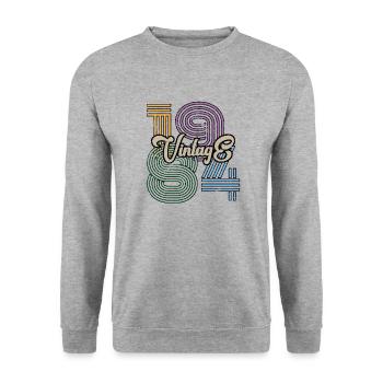 1984 Vintage - Unisex Pullover - Weißgrau meliert - Vorne - Alina (178cm) & Michal (187cm)