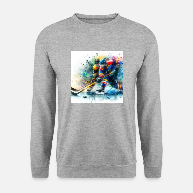 Eishockey - Unisex Pullover - Weißgrau meliert
