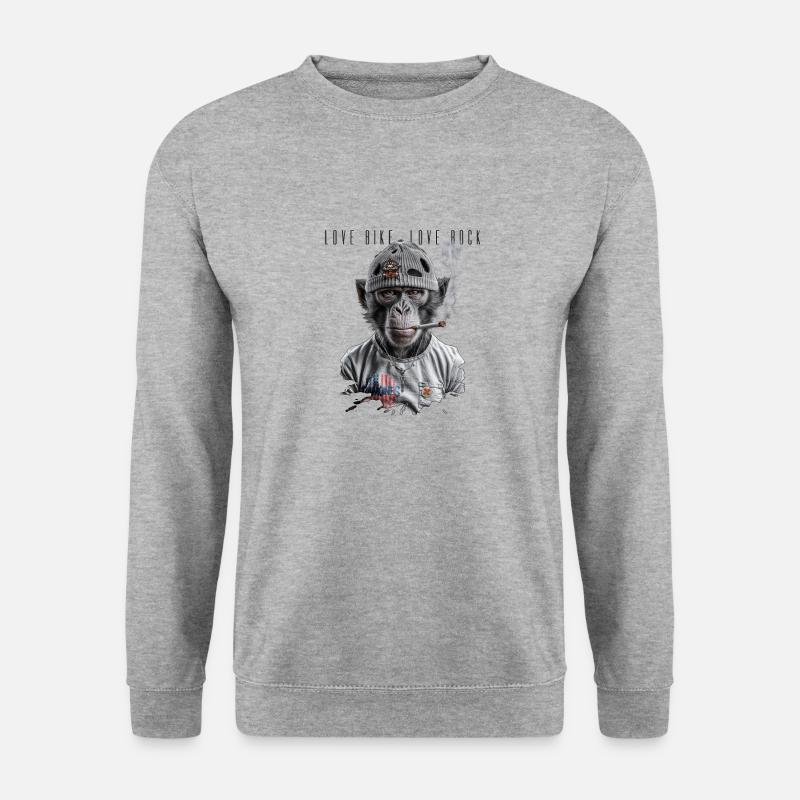 Rock Primate Biker - Unisex Pullover - Weißgrau meliert