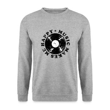 Music makes me happy DJ Gift - Unisex Sweatshirt - salt & pepper - Front - Alina (178cm) & Michal (187cm)