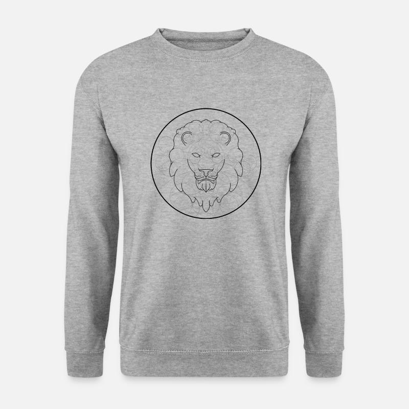 Löwe - Dunkel - Unisex Pullover - Weißgrau meliert