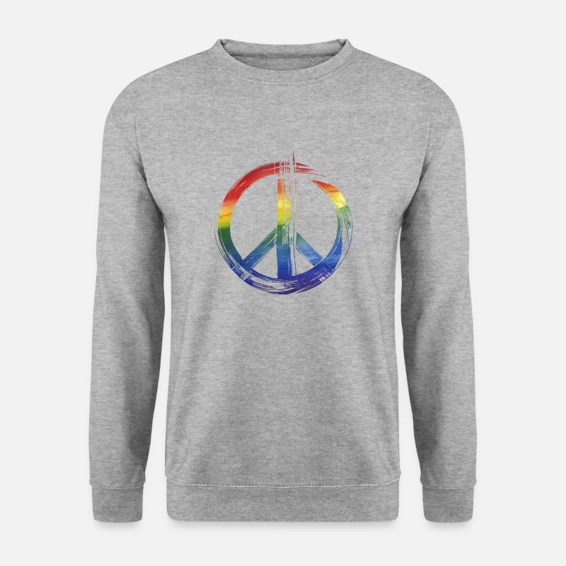 Peace Regenbogen - Unisex Pullover - Weißgrau meliert