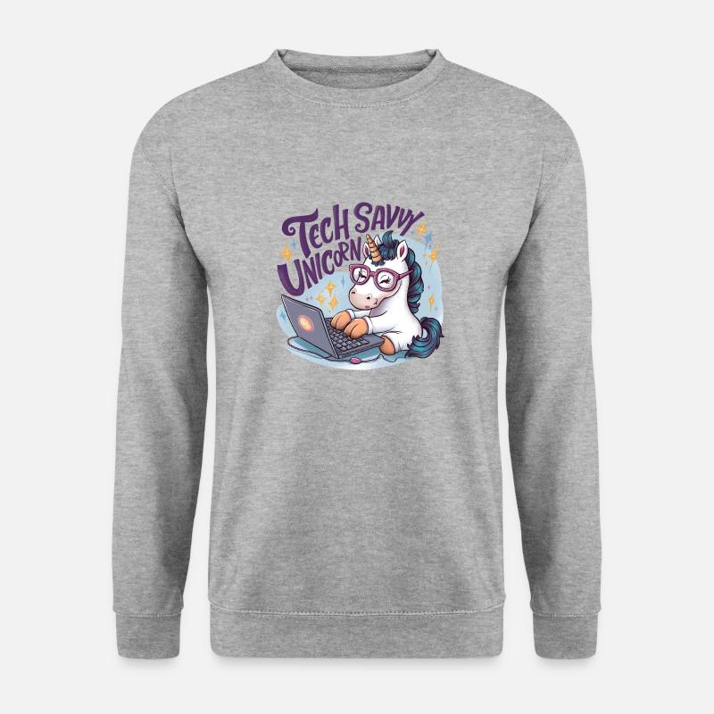 TECHNISCH VERSIERTES EINHORN - Unisex Pullover - Weißgrau meliert