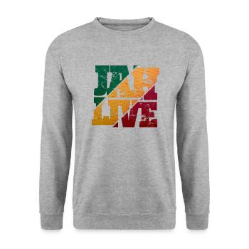 Jah Live Distressed Rasta Colors Reggae - Unisex Sweatshirt - salt & pepper - Front - Alina (178cm) & Michal (187cm)