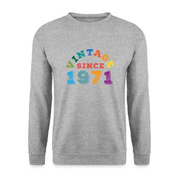 1971 Vintage - Unisex Pullover - Weißgrau meliert - Vorne - Alina (178cm) & Michal (187cm)