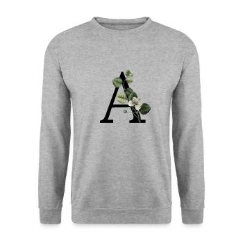 lettre a botanique vert - Sweat-shirt Unisexe - gris chiné - Devant - Alina (178cm) & Michal (187cm)