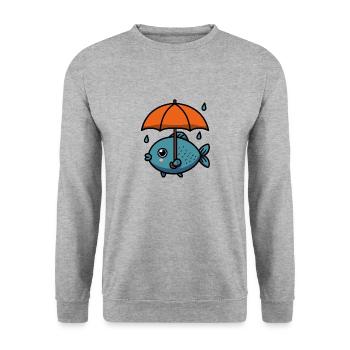 Water Lake Sea Fish Umbrella in the Dry - Unisex Sweatshirt - salt & pepper - Front - Alina (178cm) & Michal (187cm)