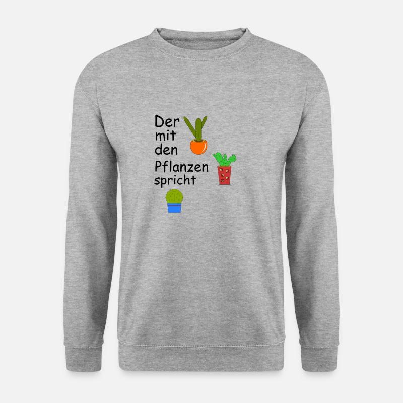 Der mit den Pflanzen spricht - Unisex Pullover - Weißgrau meliert