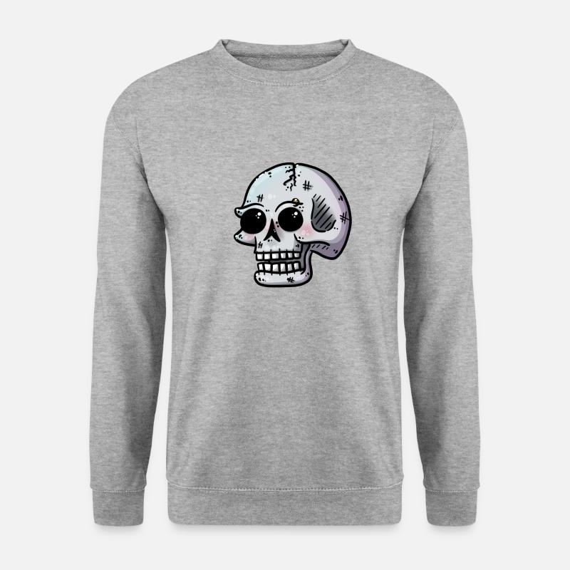 Schädel - Unisex Pullover - Weißgrau meliert