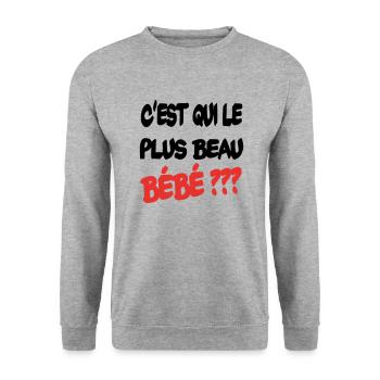 C'est qui le plus beau bébé ? - Sweat-shirt Unisexe - gris chiné - Devant - Alina (178cm) & Michal (187cm)
