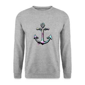 Anker - Unisex Pullover - Weißgrau meliert - Vorne - Alina (178cm) & Michal (187cm)