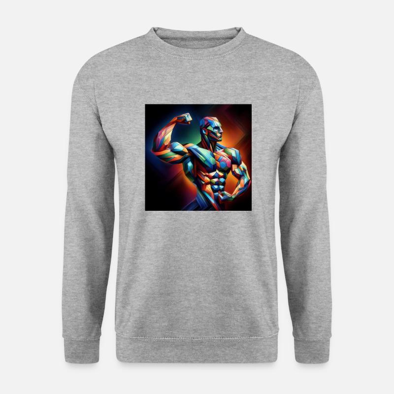 Bodybuilding - Unisex Pullover - Weißgrau meliert