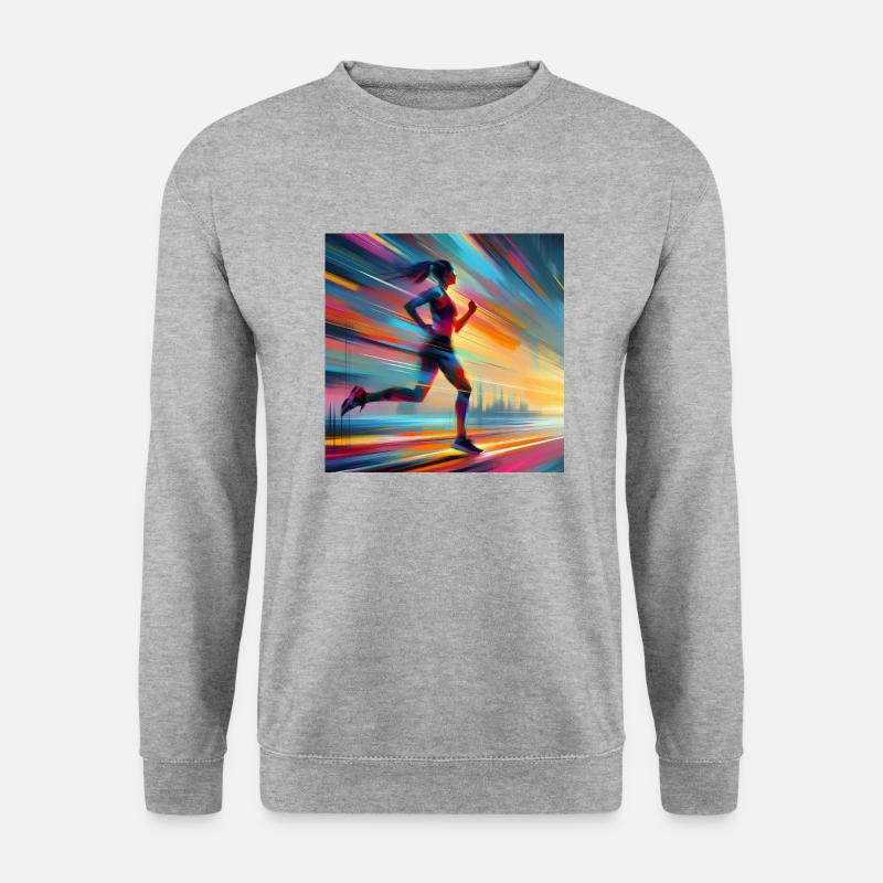 Laufende Frau 1 - Unisex Pullover - Weißgrau meliert