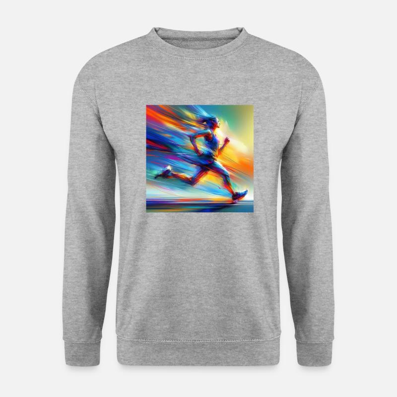 Laufende Frau 2 - Unisex Pullover - Weißgrau meliert