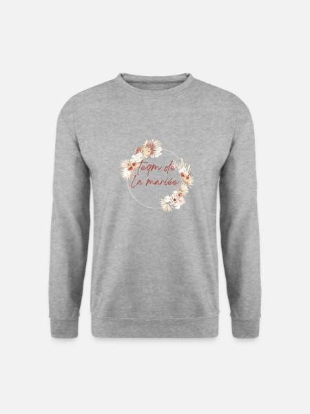 Brautteam Krone Boho Blumen - Unisex Pullover - Weißgrau meliert