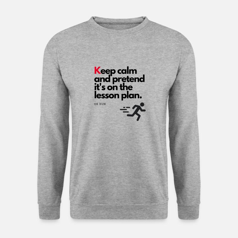 Ruhe bewahren oder rennen:) - Unisex Pullover - Weißgrau meliert