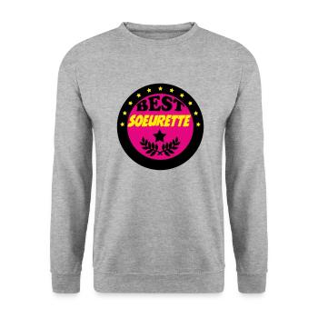 BEST SOEURETTE - Sweat-shirt Unisexe - gris chiné - Devant - Alina (178cm) & Michal (187cm)