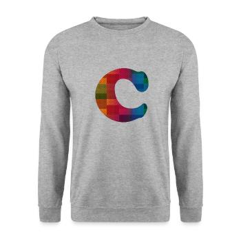 Buchstabe C - Unisex Pullover - Weißgrau meliert - Vorne - Alina (178cm) & Michal (187cm)