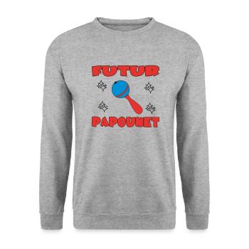 FUTUR PAPOUNET - Sweat-shirt Unisexe - gris chiné - Devant - Alina (178cm) & Michal (187cm)