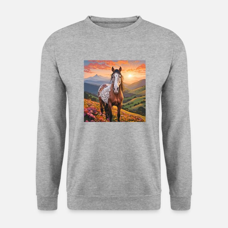 Pferdekunst - Unisex Pullover - Weißgrau meliert