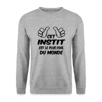 MEILLEUR INSTIT - Sweat-shirt Unisexe - gris chiné - Devant - Alina (178cm) & Michal (187cm)