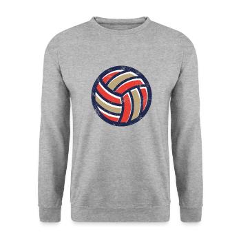 Volleyball Vintage - Unisex Pullover - Weißgrau meliert - Vorne - Alina (178cm) & Michal (187cm)