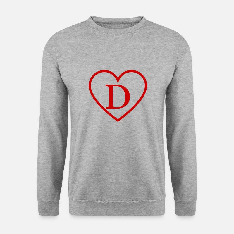 Roter Herz-Buchstabe - Unisex Pullover - Weißgrau meliert