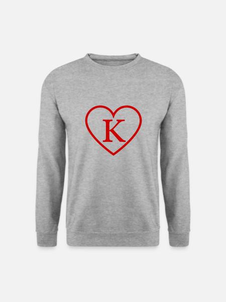 Buchstabe k Rotes Herz - Unisex Pullover - Weißgrau meliert