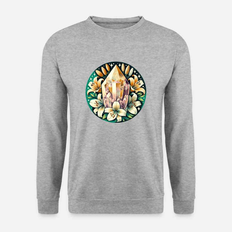 Kristall-Lilie - Unisex Pullover - Weißgrau meliert