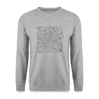 BlumenMuster - Unisex Pullover - Weißgrau meliert - Vorne - Alina (178cm) & Michal (187cm)