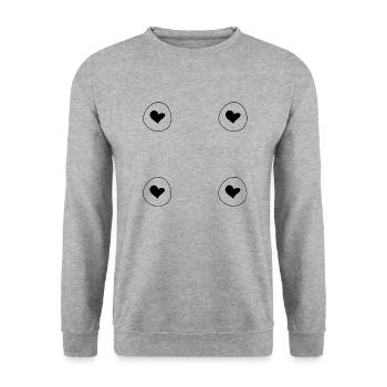 herz vier herzen form kreis symbol - Unisex Pullover - Weißgrau meliert - Vorne - Alina (178cm) & Michal (187cm)